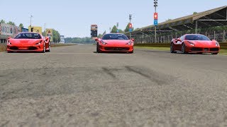 Ferrari F8 Tributo 20 vs Ferrari 458 Italia vs Ferrari 488 GTB at Monza Full Course [upl. by Nolyk987]