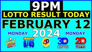 9pm Lotto Result Today February 12 2024 Monday [upl. by Ramak]