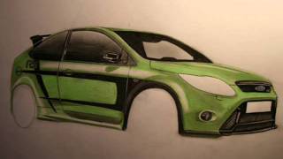 How to draw a Ford Focus RS  Zeichnung  wwwautozeichnercom [upl. by Cannell]