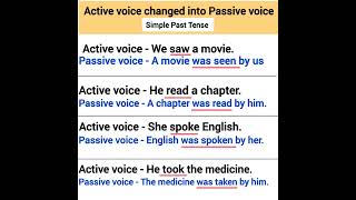 active voice changed into passive voice simple past tense examples [upl. by Colpin]