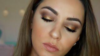 Gold Smokey Eye Makeup Tutorial for Hooded Eyes [upl. by Schertz]