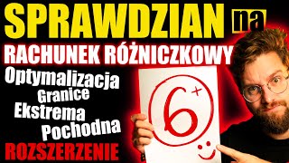 ✅Sprawdzian Na 6❗️RACHUNEK RÓŻNICZKOWY Optymalizacja Pochodna Asymptoty Ekstrema Granice [upl. by Gurtner]