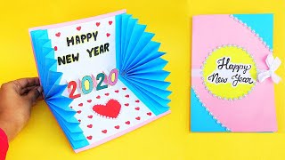 How to make New Year 3D Pop Up CardHandmade Easy Greetings Card for Happy New Year 2020 [upl. by Itsrik]