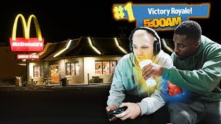 Playing Fortnite Overnight IN MCDONALDS UNLIMITED FOOD [upl. by Naeerb]