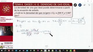 TEMA 6 GASES IDEALES Y REALES  612 DENSIDAD DE UN GAS IDEAL [upl. by Leong]