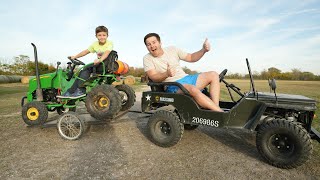 Hauling kids tractors with truck and trailer  Tractors for kids [upl. by Maje]