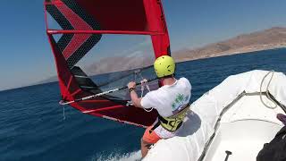 Windsurfing start from a rescue boat [upl. by Olinad]