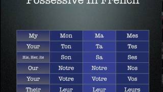 French Possessive Adjectives [upl. by Eneluj]