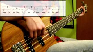 Cake  The Distance Bass Cover Play Along Tabs In Video [upl. by Abocaj]