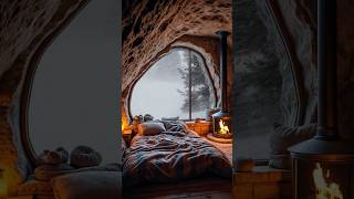 Blizzard and Relaxing Fireplace in a cozy cave relax [upl. by Savior769]