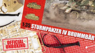 Airfix Sturmpanzer IV Brummbar Mid Version Unboxing A1376 [upl. by Irdua254]