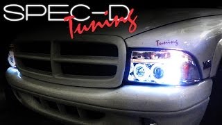 SPECDTUNING INSTALLATION VIDEO 9704 DODGE DAKOTA  9803 DODGE DURANGO PROJECTOR HEADLIGHTS [upl. by Enyaht487]