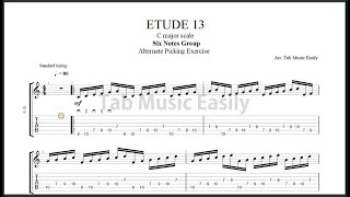 Alternate Picking Exercise  ETUDE 13C Major Scale  Six Notes Groups [upl. by Natala]