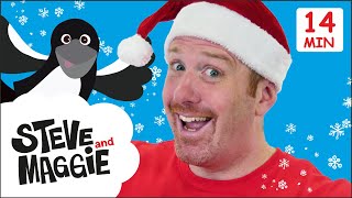 Opening Presents and Christmas Surprise with Steve and Maggie  Toys for Kids from Wow English TV [upl. by Anahsahs]