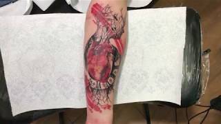 Realistic heart  Tattoo time lapse [upl. by Killam148]