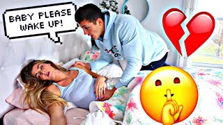 NOT WAKING UP PRANK ON FIANCE Cute Reaction [upl. by Leahcimed494]