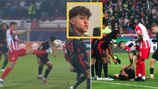 Cubarsi injury update Pau Cubarsi HORRIFIC HEAD INJURY against Crvena Zvezda Barca v Crvena Zvezda [upl. by Orfurd]