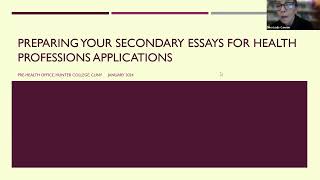 PPAP 1003  Preparing Your Secondary Essays for Health Profession Applications [upl. by Gibe]