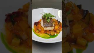 Cod fish served with ratatouille food cooking plating ratatouille italianfood [upl. by Neilson]