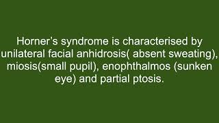 Unilateral anhidrosis of Horner’s syndrome [upl. by Nerual386]