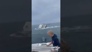 Breaching whale takes out a boat off the coast of New Hampshire 😯 via NBC [upl. by Jarietta]