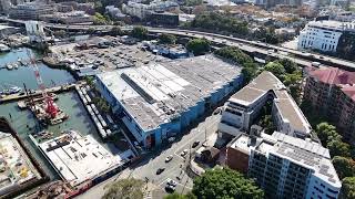 Drone near Fish Markets site Blackwattle Bay Glebe Sydney Australia [upl. by Laith]