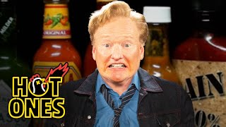 Conan OBrien Needs a Doctor While Eating Spicy Wings  Hot Ones [upl. by Sheridan935]