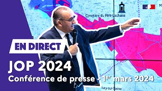 🔴 Live  Conférence de presse  Point détape sur les périmètres mis en place durant les JOP2024 [upl. by Assirrac]