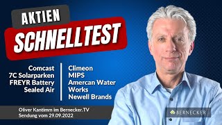 AktienSchnelltest inkl Comcast 7C Solarparken Freyr Battery Climeon Newell Brands usw [upl. by Ttayw]