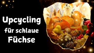 Leuchtende Winterdeko aus Tursu Behälter basteln 🦊 Upcycling DIY [upl. by Etezzil]