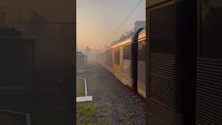 T71 coupled with T58 arriving at Caringbah on a smokey morning sydneytrains [upl. by Ramsdell495]