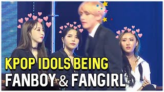 Kpop Idols Fanboying And Fangirling Over BTS [upl. by Vivi]