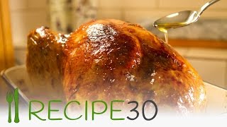 CHRISTMAS CRISPY SKIN JUICY ROASTED TURKEY bacon laced turkey  By wwwrecipe30com [upl. by Ecirtap]