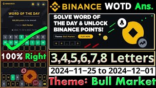 Bull Market WOTD  Binance New WODL Answers Today  All Letters Word of the day [upl. by Dilan]