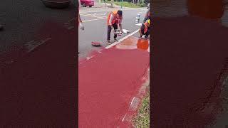 Ceramic particle bicycle lane paving process [upl. by Nirac]