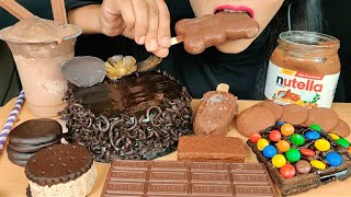 ASMREATING DARK CHOCOLATE CAKEICECREAM BARKITKAT MILK SHAKENUTELLAMampM WAFFLE l FOOD VIDEOS l [upl. by Airetal]