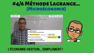 46 Microéconomie  Méthode de LAGRANGE et son multiplicateur [upl. by Gnohc155]