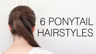 6 Quick and Easy Ponytail Hairstyles for School [upl. by Lorette]