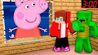 JJ and Mikey HIDE From Peppa Pig in Minecraft Challenge Maizen Security House [upl. by Satterlee80]