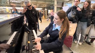 Schoolgirl Stops By The Piano On The Way Home [upl. by Chadwick]