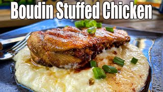 Boudin Stuffed Chicken Breast with Bourbon Browned Butter Grits [upl. by Amisoc]