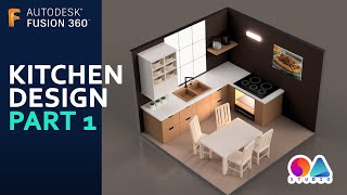 Fusion 360 Ep 25  Kitchen Design  Part  01  furnitures [upl. by Notsyrb]