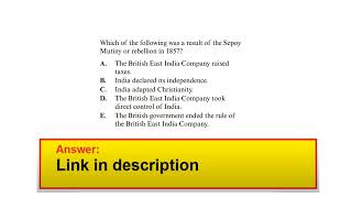 Question  Which of the following was a result of the Sepoy Mutiny or rebellion in 1857 [upl. by Yann]