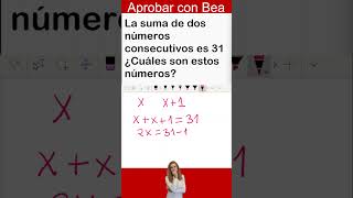 La suma de dos números consecutivos es 31 ecuaciones algebra ecuaciondeprimergrado matematica [upl. by Agnes]