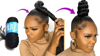 😱 5 MINUTES QUICK HAIRSTYLE USING BRAZILIAN WOOL [upl. by Rieth56]