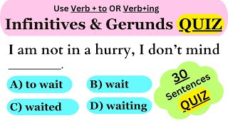 Gerunds and Infinitives Quiz  English Quiz  Grammar Quiz [upl. by Aivata]