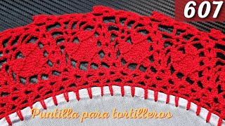 Mira esta linda puntilla de corazones en piñitas para tortilleros 607  Puntillas Maribel [upl. by Folberth]