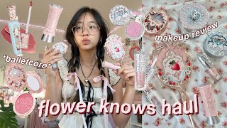 🦢🍓🩰 flower knows the most aesthetic makeup unboxing haul  pinterest balletcore coquette [upl. by Judus]