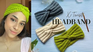 Ep10 Crochet Xtwist headband  very EASY Stepbystep crochet headband Tutorial looks knitted [upl. by Stevena838]