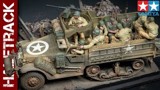 M3 Halftrack US figures and German POWs Tamiya 135 scale model [upl. by Mcconnell]